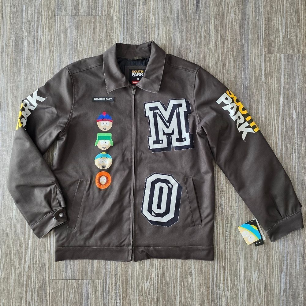 Members Only X South Park Limited Edition Jacket Dark Green Full Zip Collared M